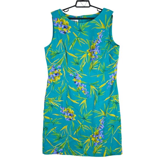 Womens Ronni Nicole By Ouida Sleeveless Floral Sheath Dress Teal Yellow Blue 12 - Picture 1 of 6